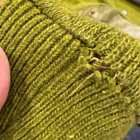 VTG 60’s Green Wool & Leather Cardigan Sweater Medium EUC See Measurements Flaws - Picture 8 of 9